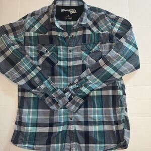 Wrangler 20X Pearl Snap Shirt Mens XL Blue Plaid